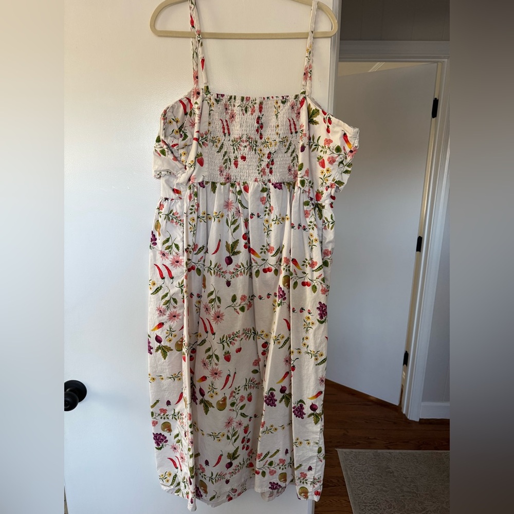 Old Navy White Floral Fruit and Veggie Midi Dress - Picture 2 of 2